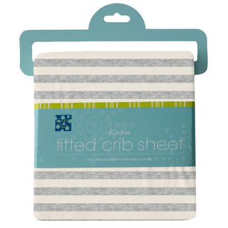 KicKee Pants Boy's Print Bamboo Fitted Crib Sheet - Heathered Mist Sweet Stripe