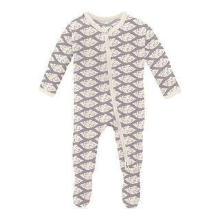 Boy's Print Bamboo Footie with 2-Way Zipper - Feather Cloudy Sea Baby & Toddler Sleepwear