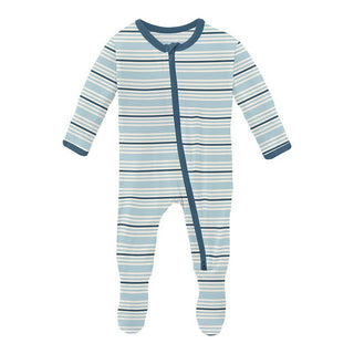 Boy's Print Bamboo Footie with 2-Way Zipper - Jetsam Stripe Baby & Toddler Sleepwear