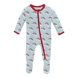 Boy's Print Bamboo Footie with 2-Way Zipper - Spring Sky Rainbows Baby & Toddler Sleepwear