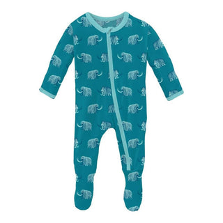 Boy's Print Bamboo Footie with Zipper - Bay Mammoth KicKee Pants