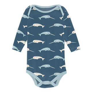 KicKee Pants Boy's Print Bamboo Long Sleeve One Piece - Deep Sea Narwhal