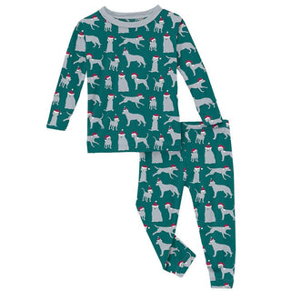 KicKee Pants Boy's Print Bamboo Long Sleeve Pajama Set - Cedar Santa Dogs | Stylish Sleepies offer designs that make bedtime beautiful.