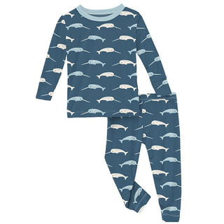 Boy's Print Bamboo Long Sleeve Pajama Set - Deep Sea Narwhal Baby & Toddler Sleepwear