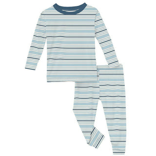 KicKee Pants Boy's Print Bamboo Long Sleeve Pajama Set - Jetsam Stripe | Stylish Sleepies offer designs that make bedtime beautiful.