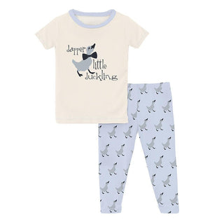 KicKee Pants Boy's Print Bamboo Short Sleeve Graphic Tee Pajama Set - Dew Ugly Duckling  | Stylish Sleepies offer designs that make bedtime beautiful.