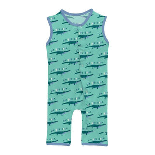 KicKee Pants Boy's Print Bamboo Tank Romper - Glass Later Alligator 