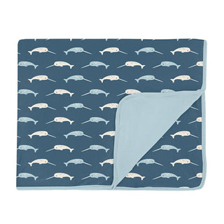 KicKee Pants Boy's Print Bamboo Toddler Blanket - Deep Sea Narwhal