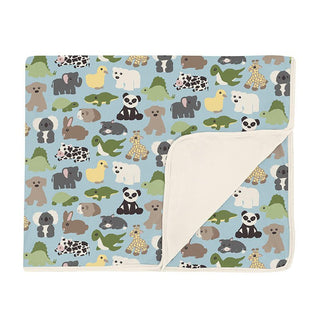 KicKee Pants Boy's Print Bamboo Toddler Blanket - Spring Sky Too Many Stuffies