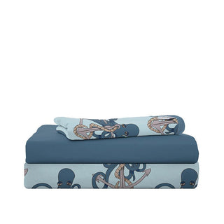 KicKee Pants Boy's Print Bamboo Twin Sheet Set - Spring Sky Octopus Anchor