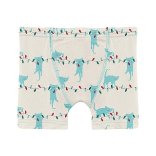 Boy's Print Bamboo Boxer Brief - Natural Tangled Kittens (WCA22) KicKee Pants