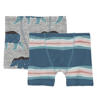 Boy's Print Boxer Briefs Set - Abstract Prismatic Spring & Heather Mist Night Sky Bear Toddler Underwear