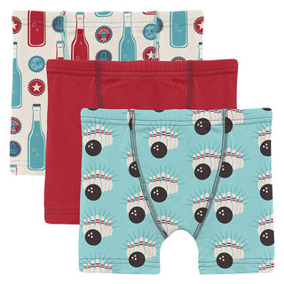 Boy's Print Bamboo Boxer Briefs (Set of 3) - Natural Soda Pop, Summer Sky Bowling & Balloon Toddler Underwear