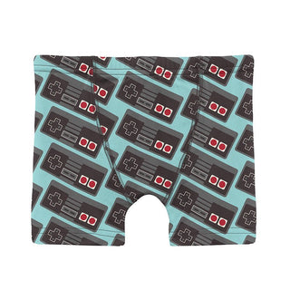 Boy's Print Bamboo Boxer Briefs (Set of 3) - Summer Sky Retro Game Controller, Midnight & Rad Stripe KicKee Pants