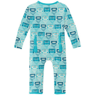 Boy's Print Bamboo Coverall with 2-Way Zipper - Summer Sky Mixtape Baby & Toddler Sleepwear