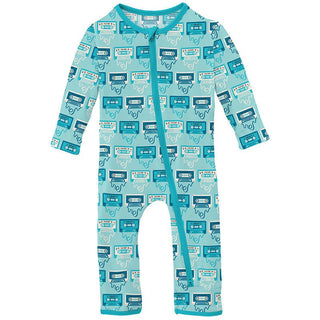 Boy's Print Bamboo Coverall with 2-Way Zipper - Summer Sky Mixtape KicKee Pants