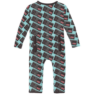 Boy's Print Bamboo Coverall with 2-Way Zipper - Summer Sky Retro Game Controller Baby & Toddler Sleepwear