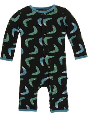 Boy's Print Bamboo Coverall with Snaps - Midnight Boomerang Baby & Toddler Sleepwear