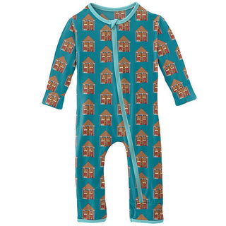 Boy's Print Bamboo Coverall with Zipper - Bay Gingerbread Baby & Toddler Sleepwear