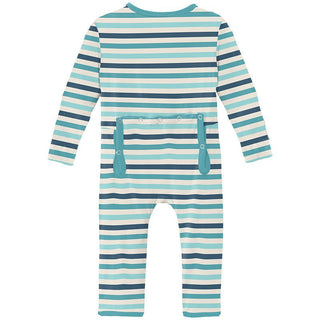 KicKee Pants Boy's Print Coverall with Zipper - Cruisin' Stripe