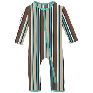 Boy's Print Bamboo Coverall with Zipper - Dad's Tie Stripe Baby & Toddler Sleepwear