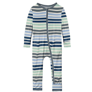 Boy's Print Bamboo Coverall with Zipper - Fairground Stripe Baby & Toddler Sleepwear