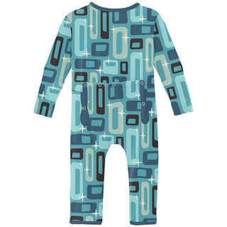 Boy's Print Bamboo Coverall with Zipper - Glacier Mid Century Modern Baby & Toddler Sleepwear