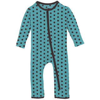 Boy's Print Bamboo Coverall with Zipper - Glacier Polka Dots Baby & Toddler Sleepwear