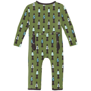 Boy's Print Bamboo Coverall with Zipper - Grasshopper Lava Lamps KicKee Pants