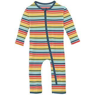 Boy's Print Bamboo Coverall with Zipper - Groovy Stripe Baby & Toddler Sleepwear