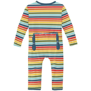 Boy's Print Bamboo Coverall with Zipper - Groovy Stripe Baby & Toddler Sleepwear