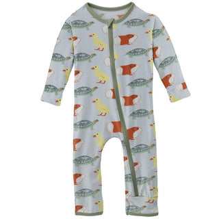 Boy's Print Bamboo Coverall with Zipper - Illusion Blue Class Pets Baby & Toddler Sleepwear