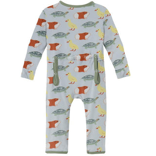 Boy's Print Bamboo Coverall with Zipper - Illusion Blue Class Pets Baby & Toddler Sleepwear