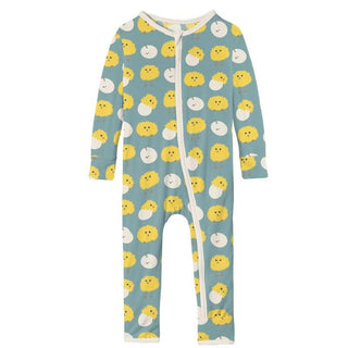 Boy's Print Bamboo Coverall with Zipper - Jade Peep Peeps Baby & Toddler Sleepwear