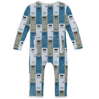 Boy's Print Bamboo Coverall with Zipper - Locker Room KicKee Pants