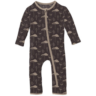 KicKee Pants Boy's Print Coverall with Zipper - Midnight Mushrooms