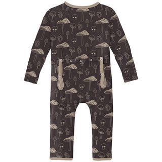 Boy's Print Bamboo Coverall with Zipper - Midnight Mushrooms Baby & Toddler Sleepwear