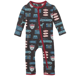 Boy's Print Bamboo Coverall with Zipper - Midnight on the Road Baby & Toddler Sleepwear