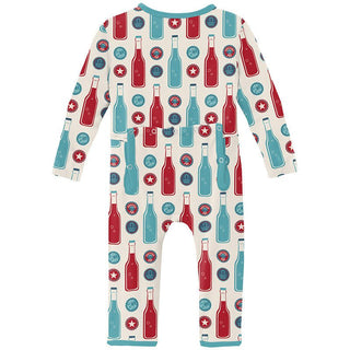 Boy's Print Bamboo Coverall with Zipper - Natural Soda Pop Baby & Toddler Sleepwear