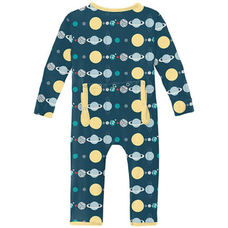 Boy's Print Bamboo Coverall with Zipper - Peacock Planets Baby & Toddler Sleepwear