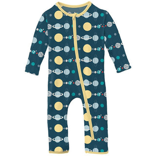 Boy's Print Bamboo Coverall with Zipper - Peacock Planets Baby & Toddler Sleepwear