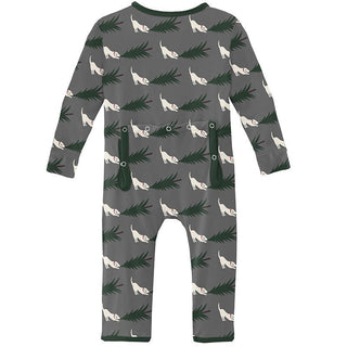 Boy's Print Bamboo Coverall with Zipper - Pewter Christmas Tree Drag Baby & Toddler Sleepwear