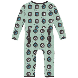 Boy's Print Bamboo Coverall with Zipper - Pistachio Record Birds Baby & Toddler Sleepwear