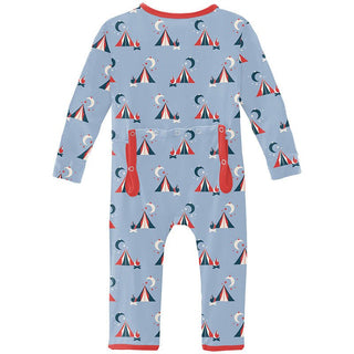 Boy's Print Bamboo Coverall with Zipper - Pond Tents Baby & Toddler Sleepwear