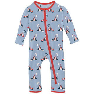 Boy's Print Bamboo Coverall with Zipper - Pond Tents Baby & Toddler Sleepwear