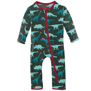 Boy's Print Bamboo Coverall with Zipper - Santa Dinos Baby & Toddler Sleepwear