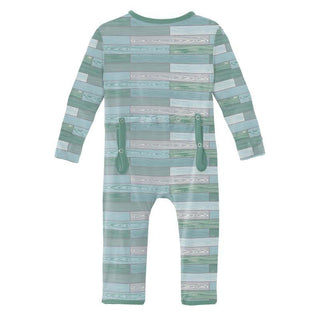 Boy's Print Bamboo Coverall with Zipper - Shiplap KicKee Pants