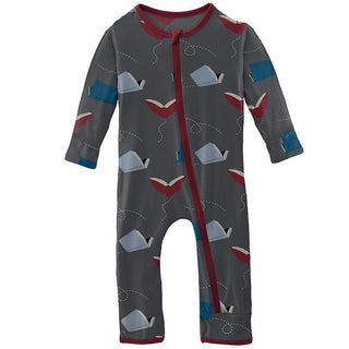 KicKee Pants Boys Print Coverall with Zipper - Slate Flying Books