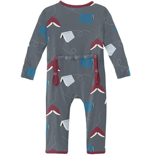 Boy's Print Bamboo Coverall with Zipper - Slate Flying Books Baby & Toddler Sleepwear