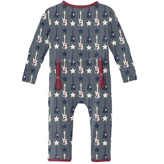 KicKee Pants Boys Print Coverall with Zipper - Slate Guitars and Stars